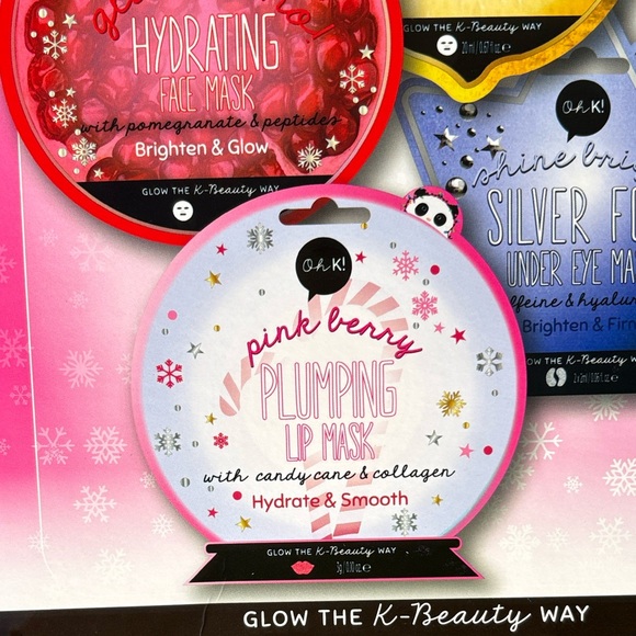 NIB Oh K! Glow Ho Ho! Set of 4 Targeted Masks - Picture 2 of 7